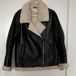 Joie Black and Cream Leather Jacket